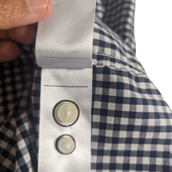 Theory Mens Shirt Blue/White Gingham Plaid Short Sleeve Button Cotton Sz. L/G - Picture 9 of 9